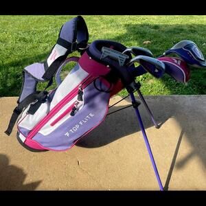 Top Flite Junior Flex Golf Club Set of 5 w/ Stand Bag Jr Youth Kids LEFT HANDED